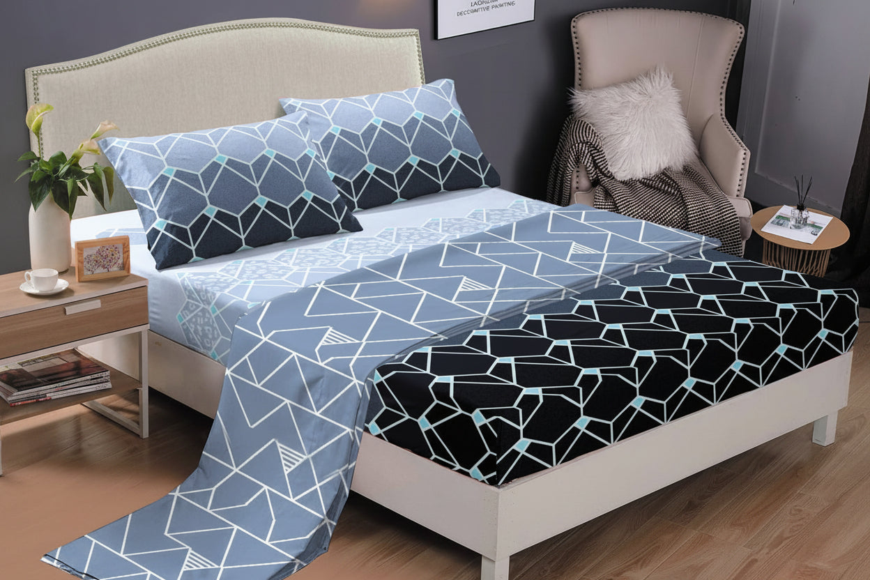 Jimmy Home Textile 6-Piece Printed Cotton Bedsheet Set – Size 6×7 | Multiple Designs