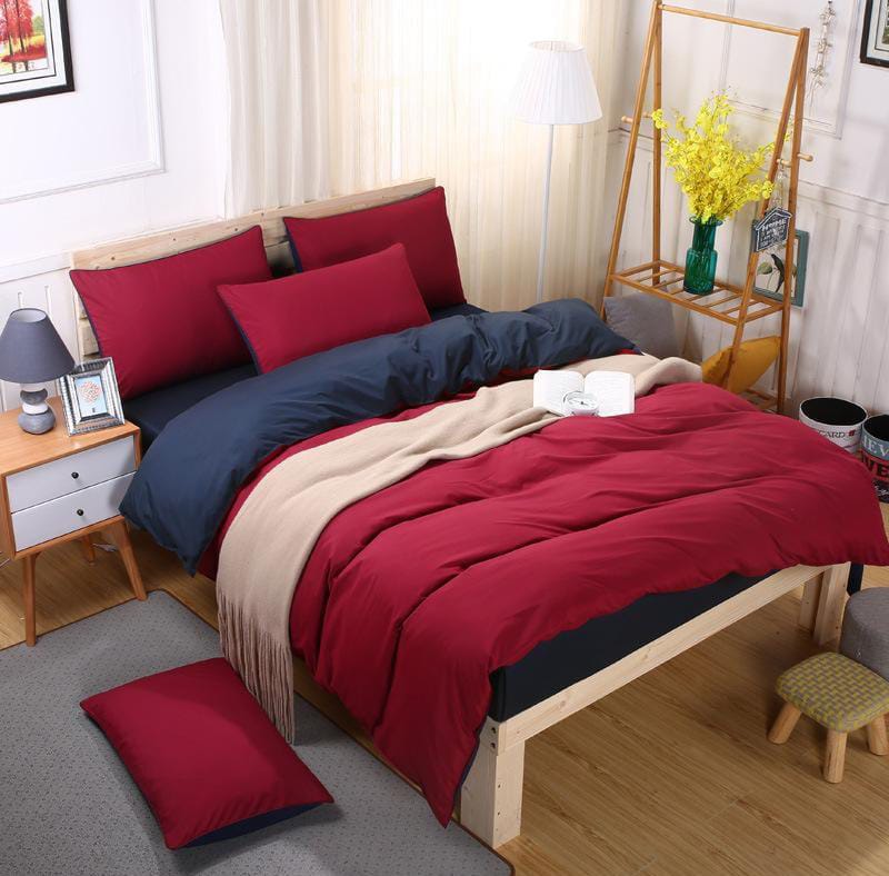 Plain Double-Sided Cotton Duvet Cover Set – 4-Piece | Size 6×7 | Multiple Colours