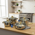 Peterhof 8-Piece Stainless Steel Cookware Set with Gold Handles (PH-15148)