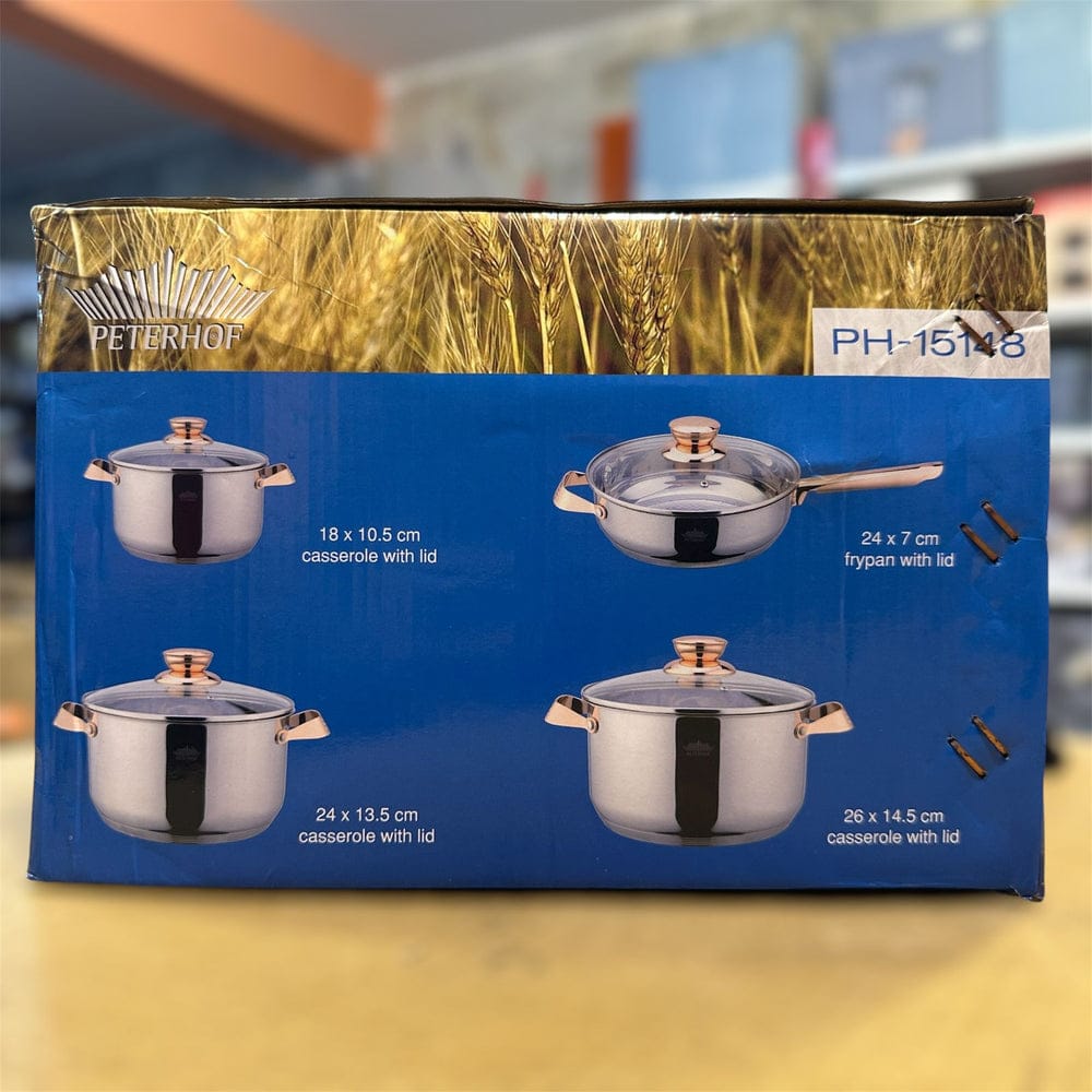 Peterhof 8-Piece Stainless Steel Cookware Set with Gold Handles (PH-15148)