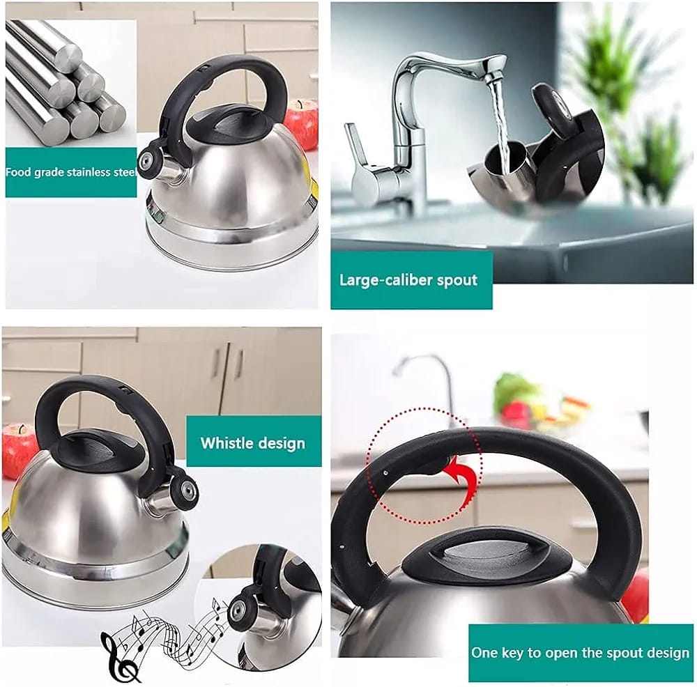 3.0L Stainless Steel Whistling Kettle – Fast Heating, All Stove Types