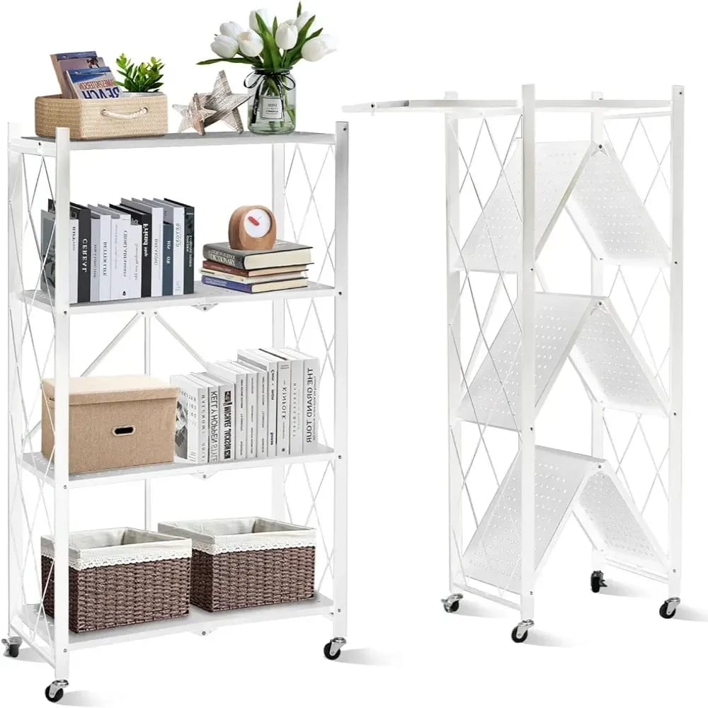 5 tier Foldable Kitchen Rack with wheels