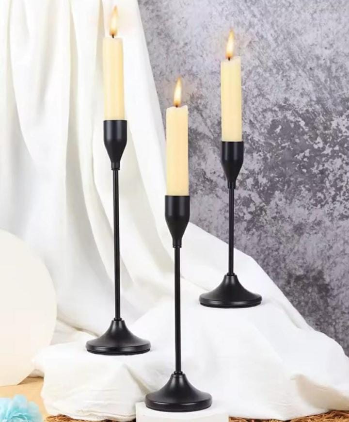 Classic 3 in 1 Metallic Candle Holder Set