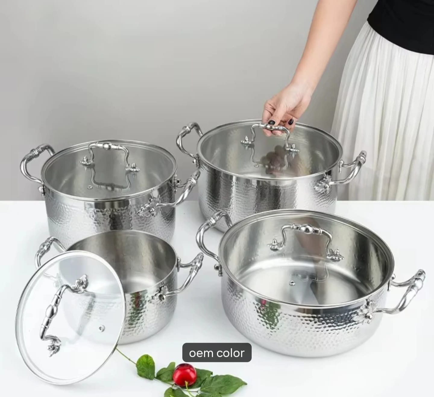 Tripply Stainless Steel Cookware Set 8PCS – Hammered Design