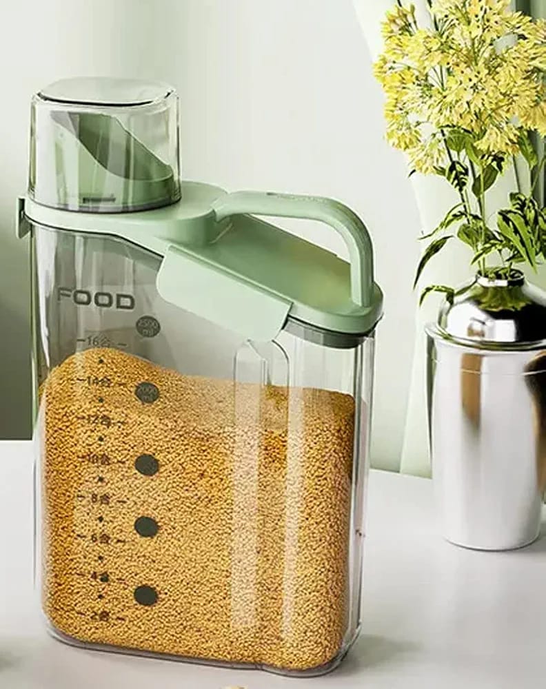 Airtight Clear Food Storage Container with Measuring Cup – 3L
