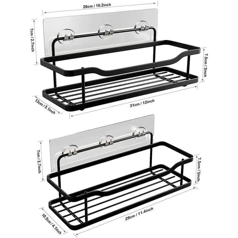 2-Piece No-Drill Adhesive Shower Caddy Shelf – Rustproof Bathroom & Kitchen Organizer