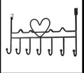 Heavy Duty Over-the-Door 8-Hook Rack with Heart Design – Black