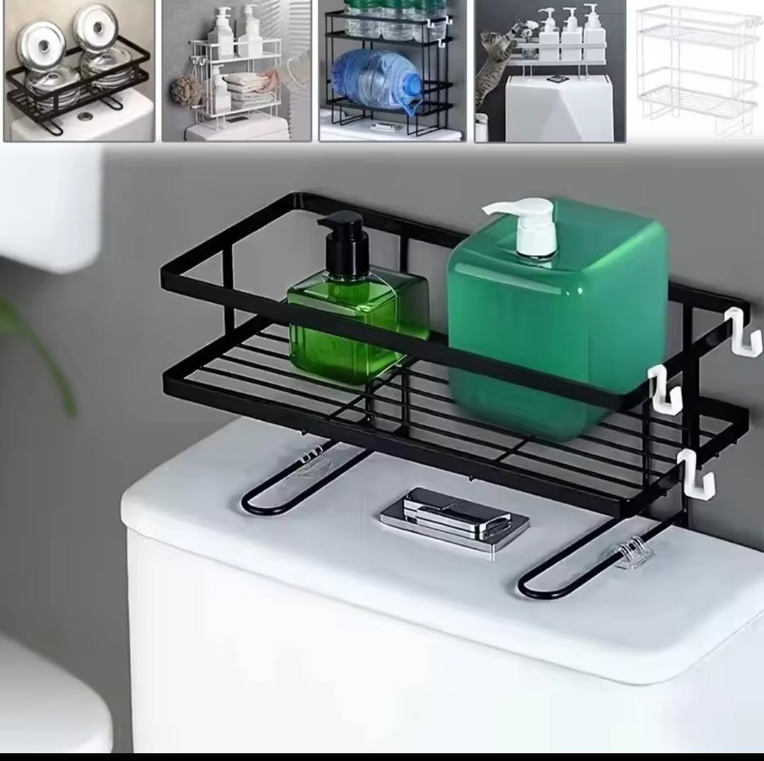 Metallic Over-the-Toilet Tank Rack – Single Layer
