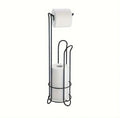 Freestanding Toilet Paper Holder Stand with Spare Roll Storage – Black & Bronze