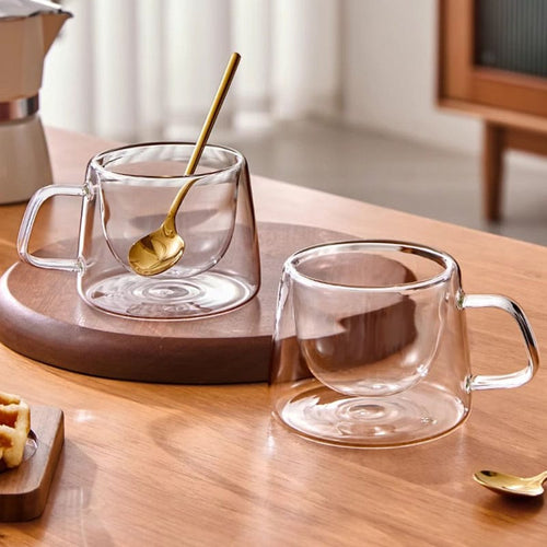 180ml Double Wall Crystal Clear Glass Coffee Cup – Heat & Cold Resistant
