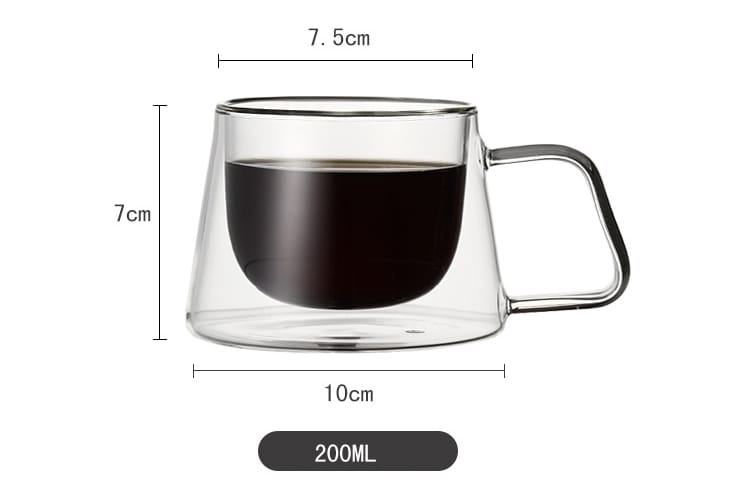 180ml Double Wall Crystal Clear Glass Coffee Cup – Heat & Cold Resistant