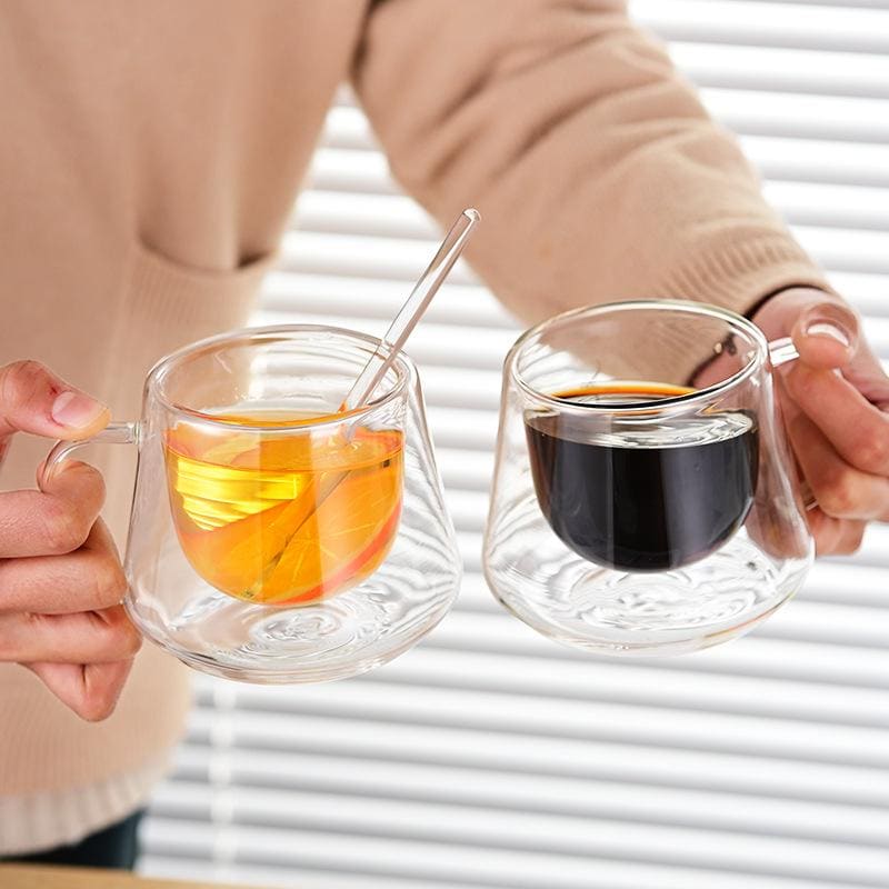 180ml Double Wall Crystal Clear Glass Coffee Cup – Heat & Cold Resistant