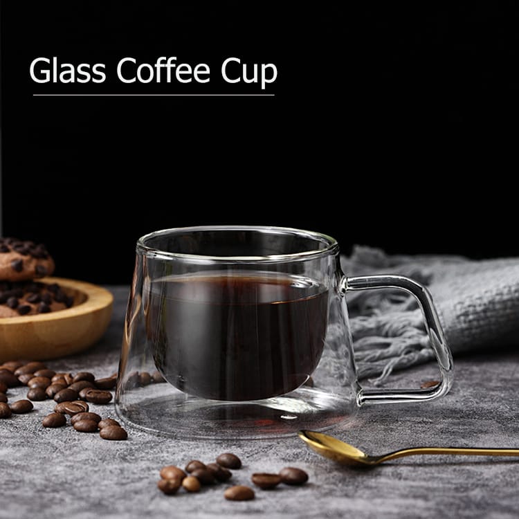 180ml Double Wall Crystal Clear Glass Coffee Cup – Heat & Cold Resistant
