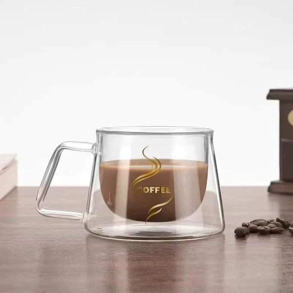 180ml Double Wall Crystal Clear Glass Coffee Cup – Heat & Cold Resistant