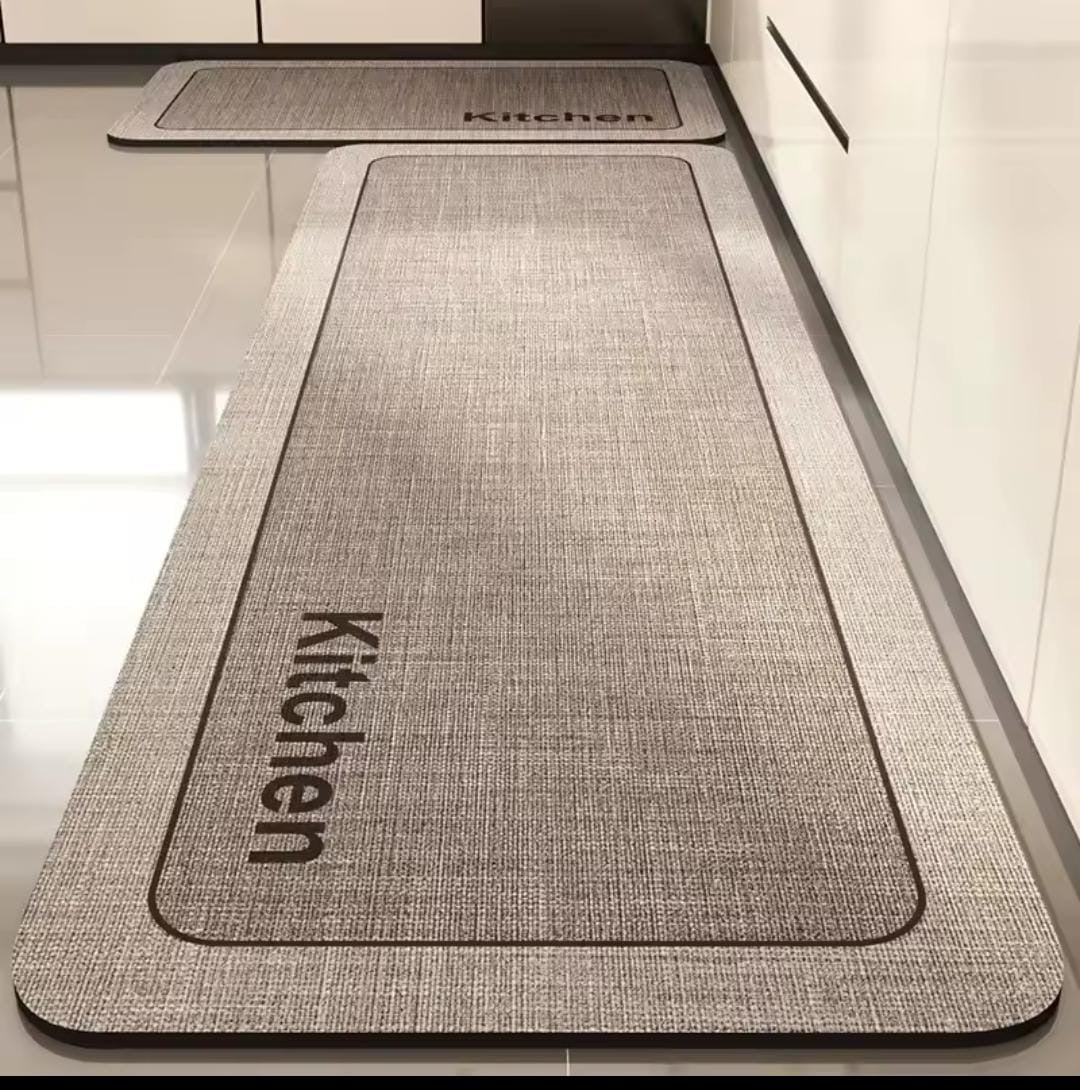 Anti-Slip Rubber Bottom Kitchen Mat Set – 2 Pcs (40×60cm + 40×120cm)