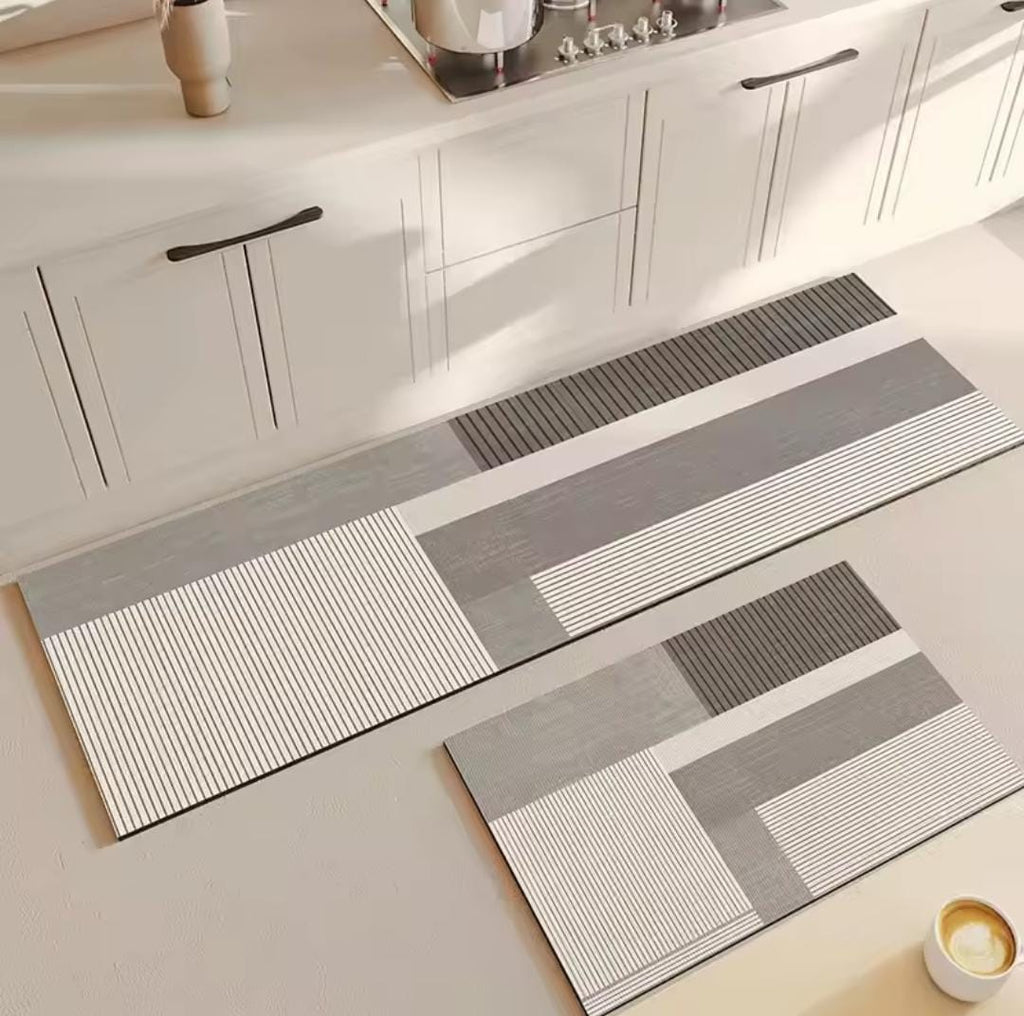 Anti-Slip Rubber Bottom Kitchen Mat Set – 2 Pcs (40×60cm + 40×120cm)