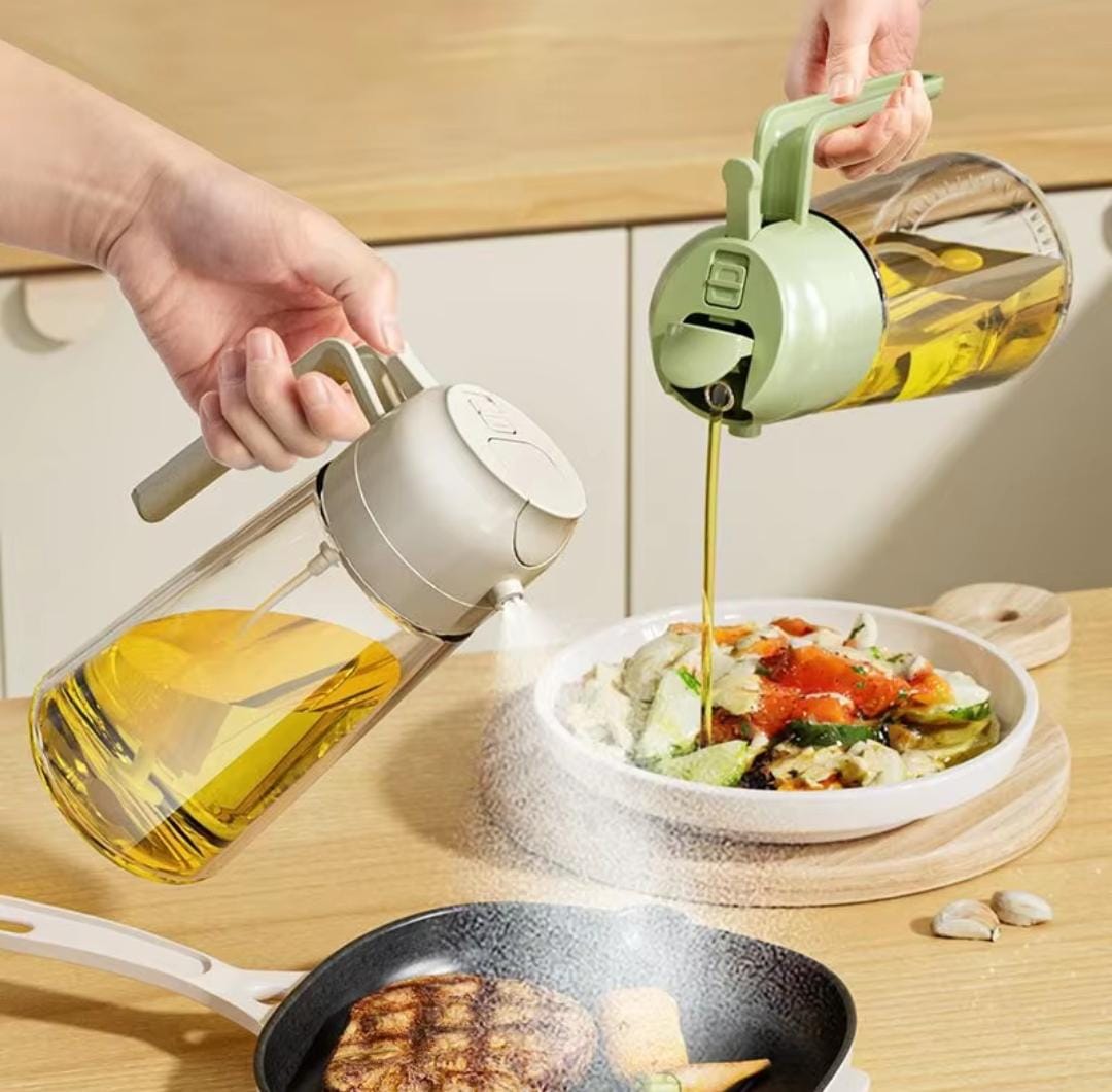 2-in-1 Glass Oil Sprayer & Dispenser Bottle – 600ml