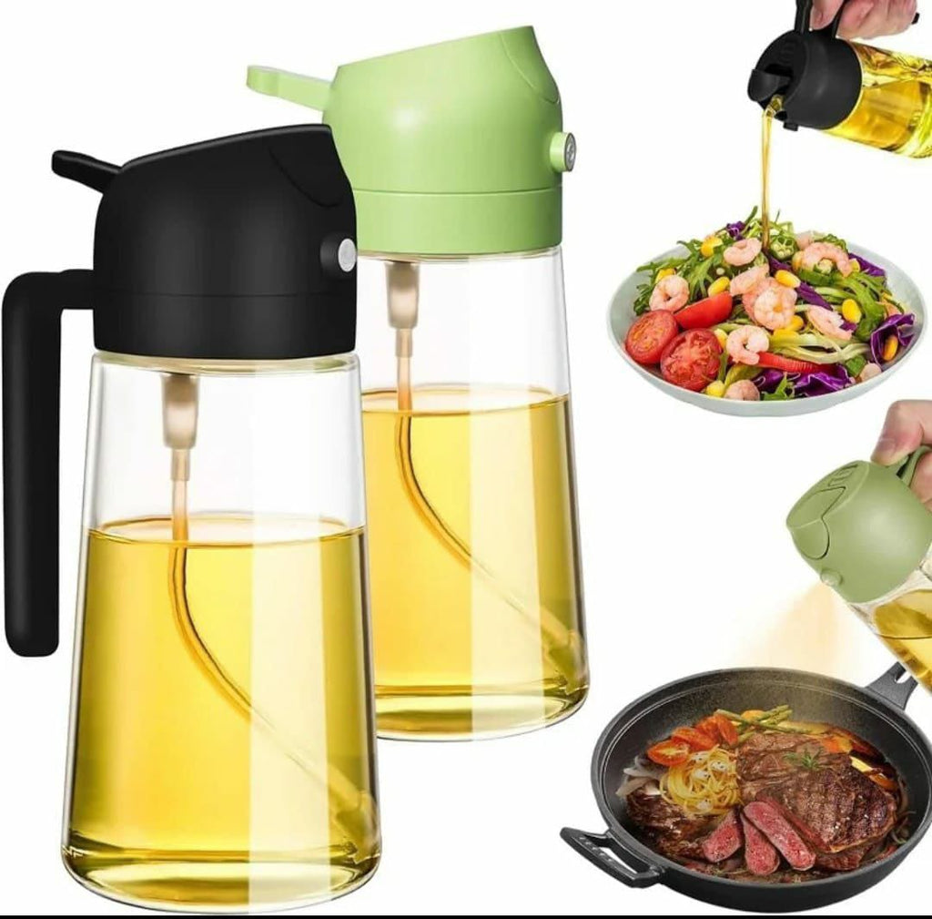2-in-1 Glass Oil Sprayer & Dispenser Bottle – 600ml