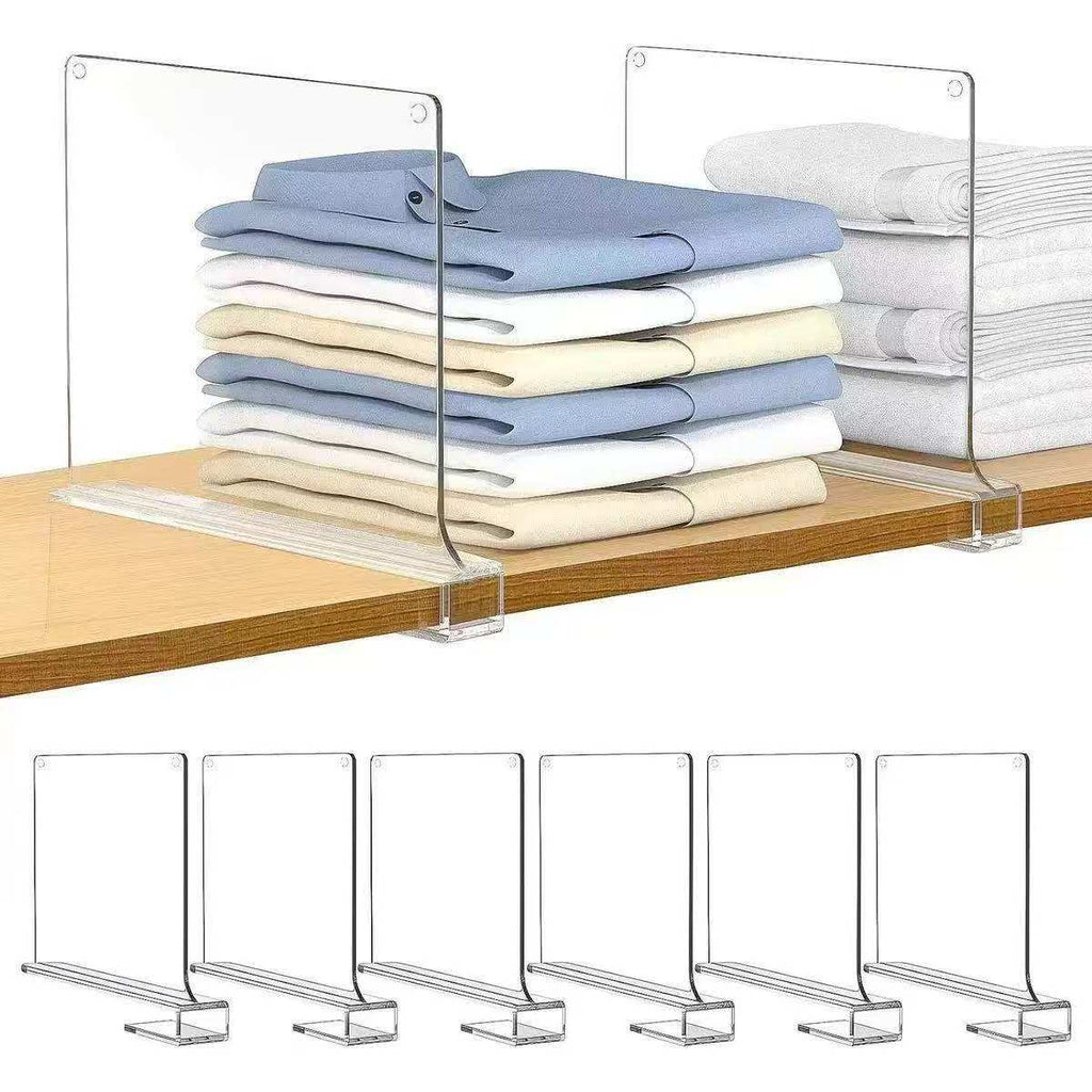 Acrylic Closet Shelf Dividers – Clear Wardrobe Organizer (Set of 6)