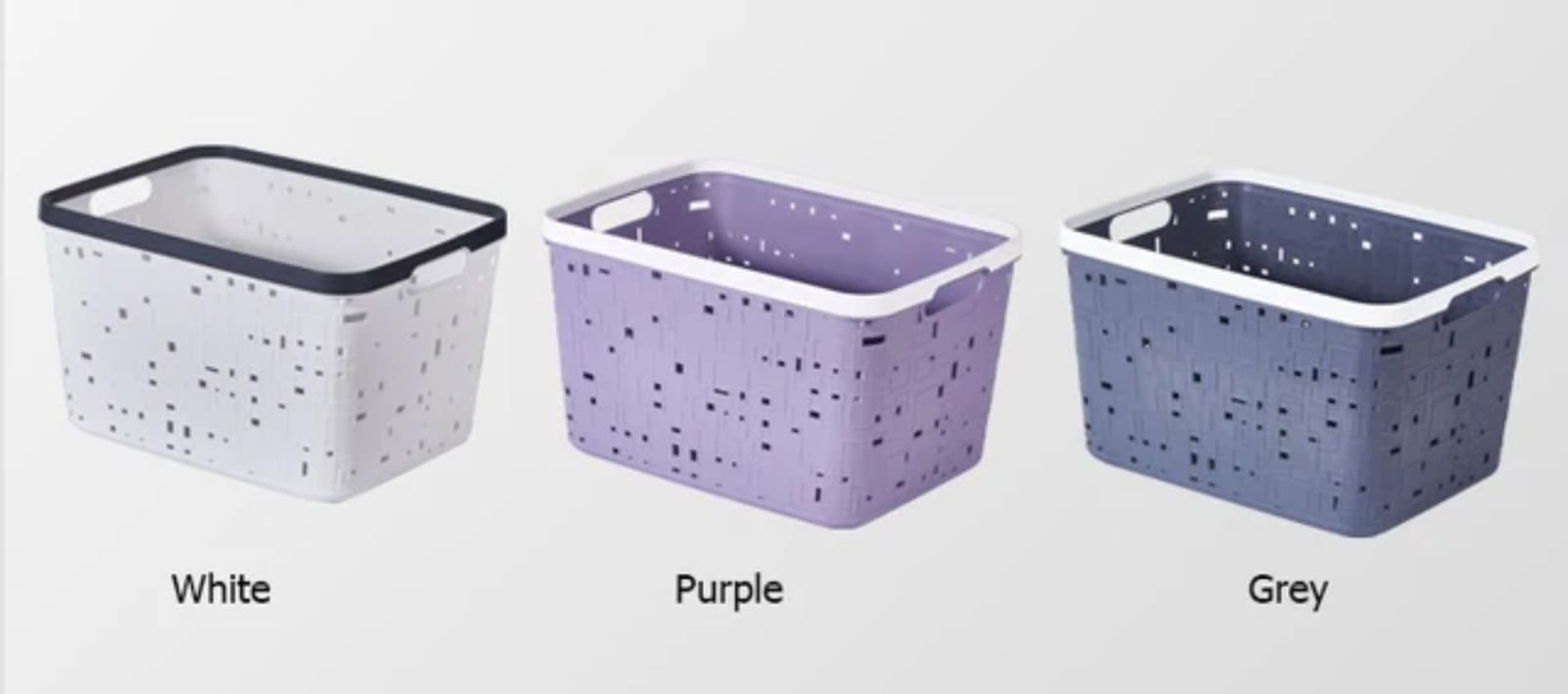 Large Woven-Texture Storage Basket with Handles – 34×25×21cm