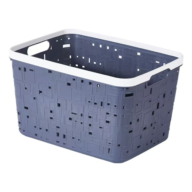 Large Woven-Texture Storage Basket with Handles – 34×25×21cm