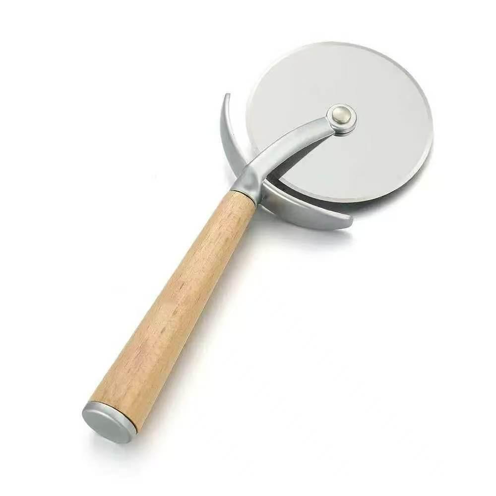 Stainless Steel Pizza & Dough Cutter with Bamboo Handle