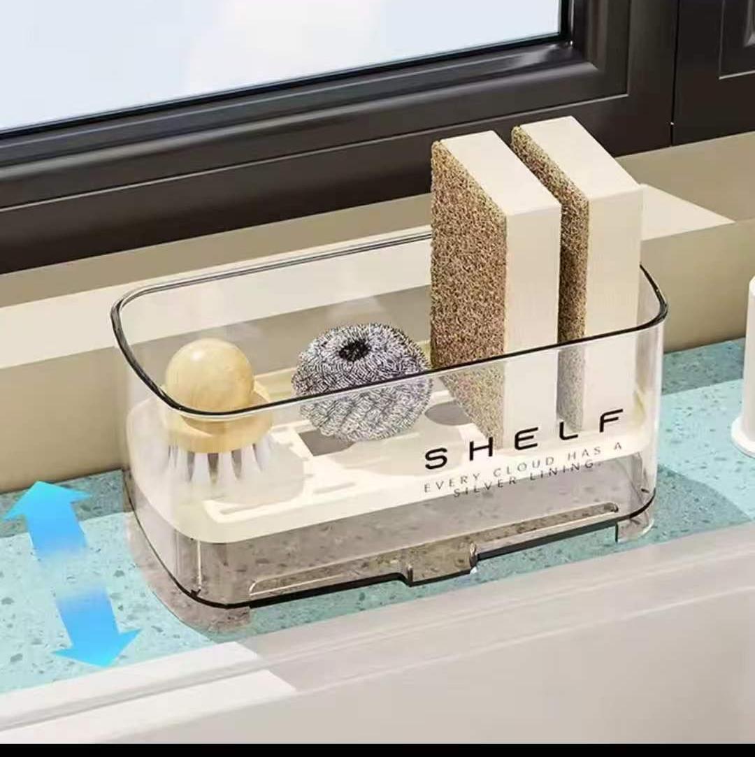 Minimalist ABS Plastic Sink Caddy with Drainer Tray