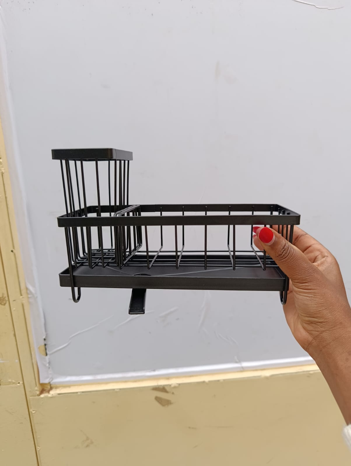 Metallic Sink Caddy with Adjustable Divider – Black