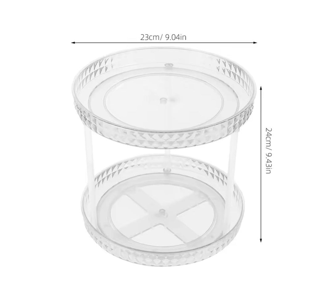Diamond Acrylic 360° Rotating Lazy Susan – 2 Tier