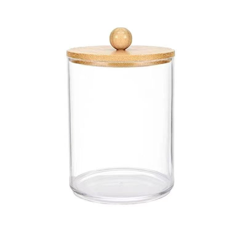 Acrylic Swab Container with Bamboo Lid