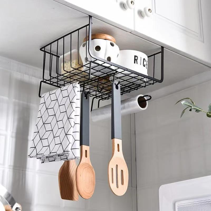 Metallic Under Shelf Rack with Hooks