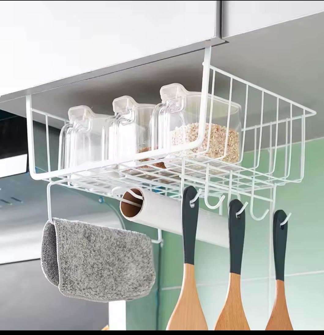 Metallic Under Shelf Rack with Hooks