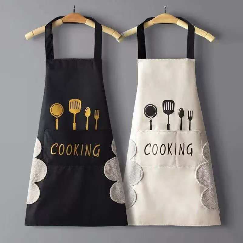 Kitchen Cooking Apron with Built-In Hand Towel Pockets – Cooking Print