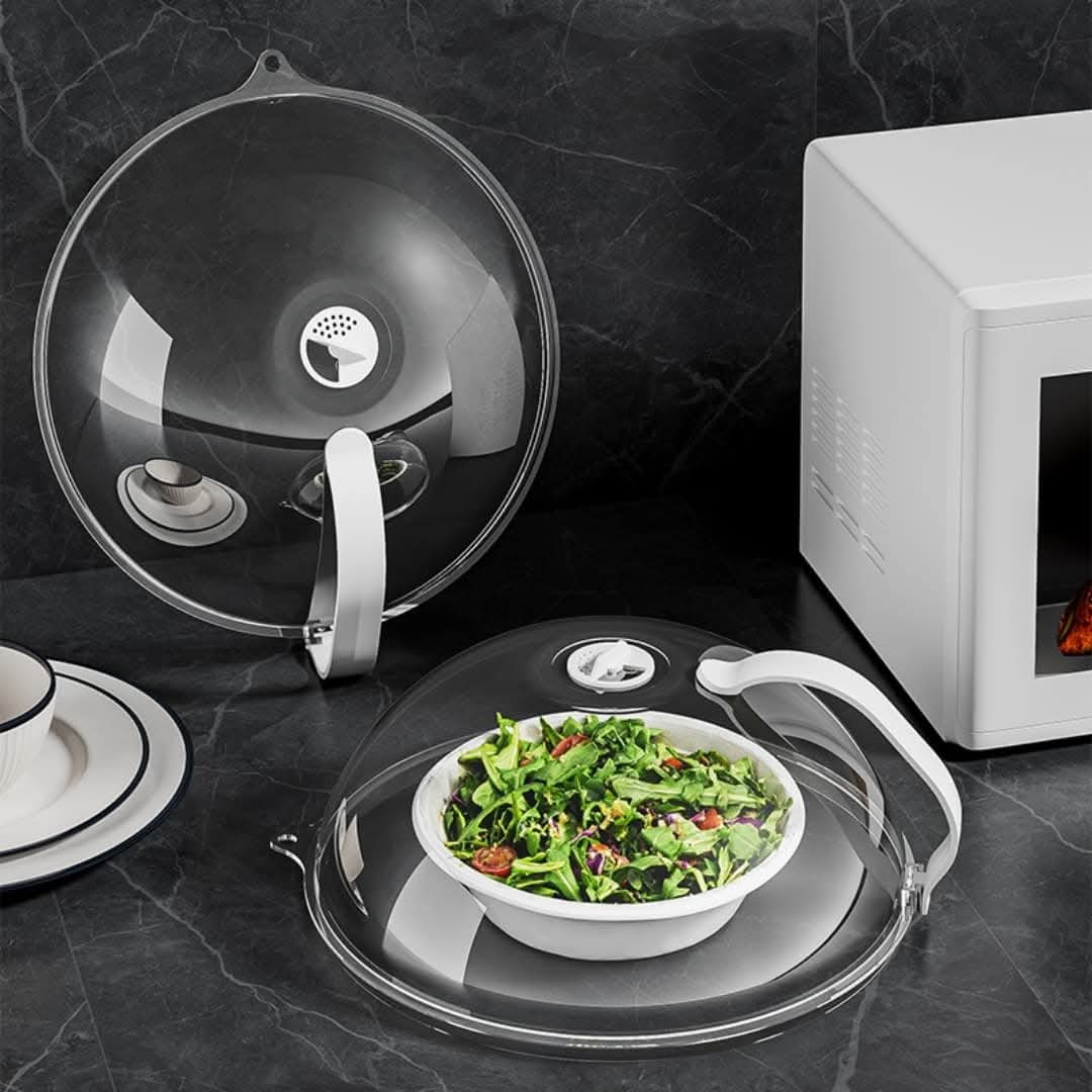 Heavy Microwave Food Cover with White Handle – BPA Free