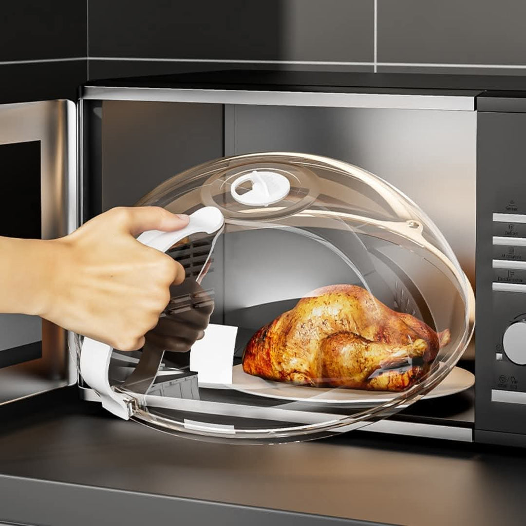 Heavy Microwave Food Cover with White Handle – BPA Free