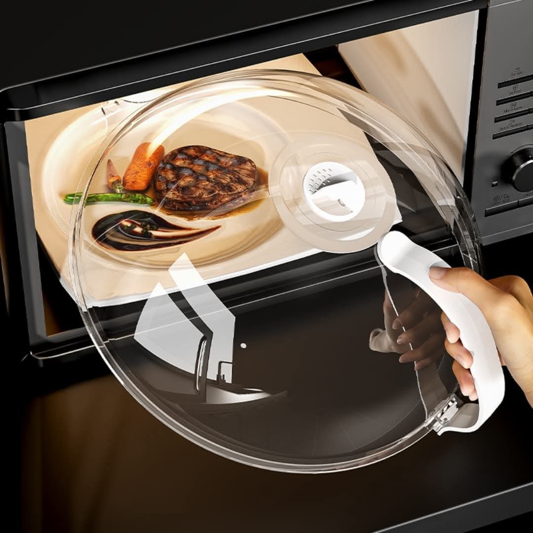 Heavy Microwave Food Cover with White Handle – BPA Free