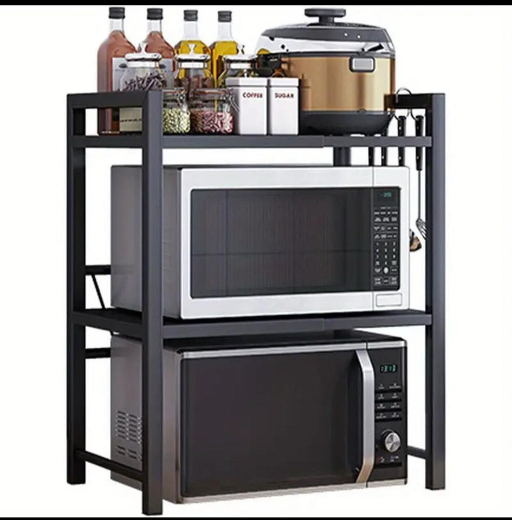 Double Layer Heavy-Duty Adjustable Microwave Stand – Black