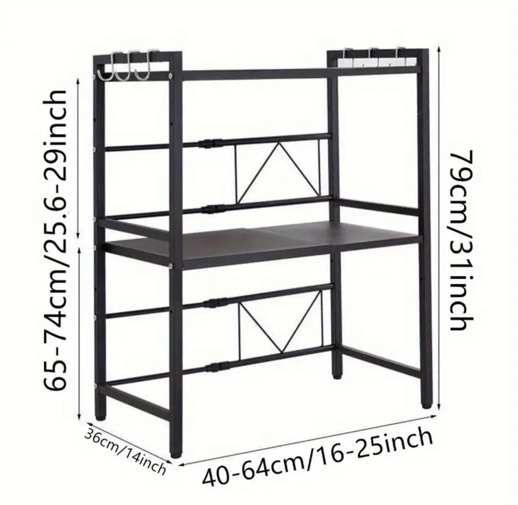 Double Layer Heavy-Duty Adjustable Microwave Stand – Black