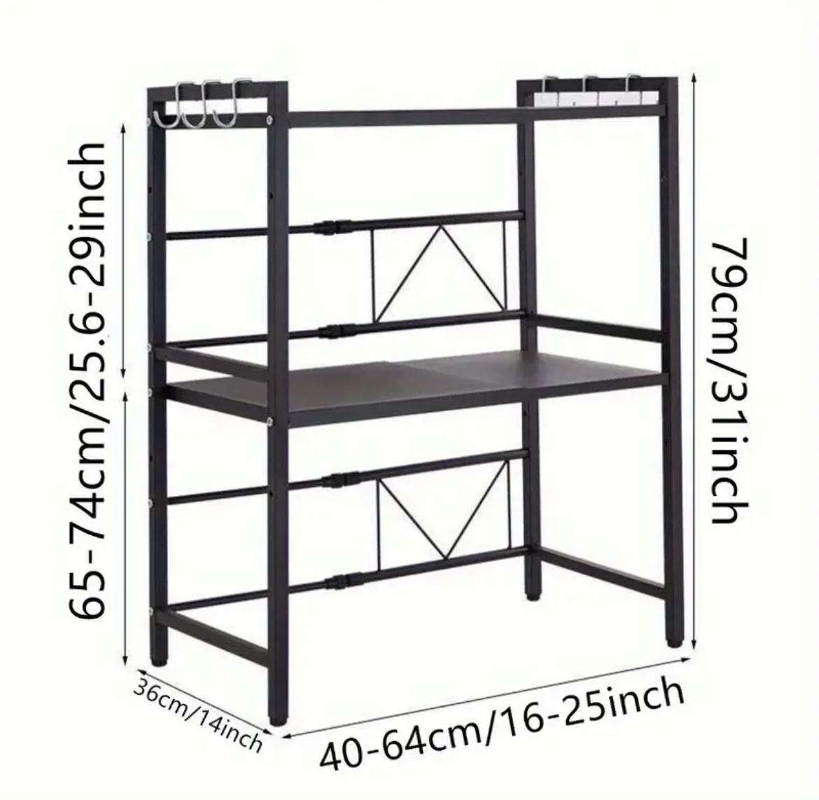 Double Layer Heavy-Duty Adjustable Microwave Stand – Black