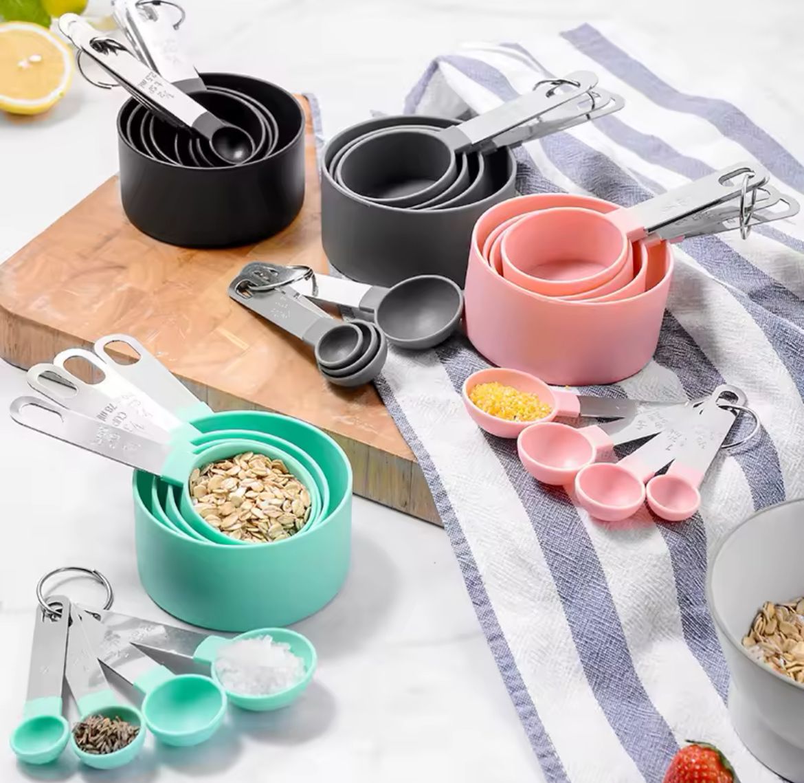8-Piece Measuring Cups & Spoons Set with Stainless Steel Handles