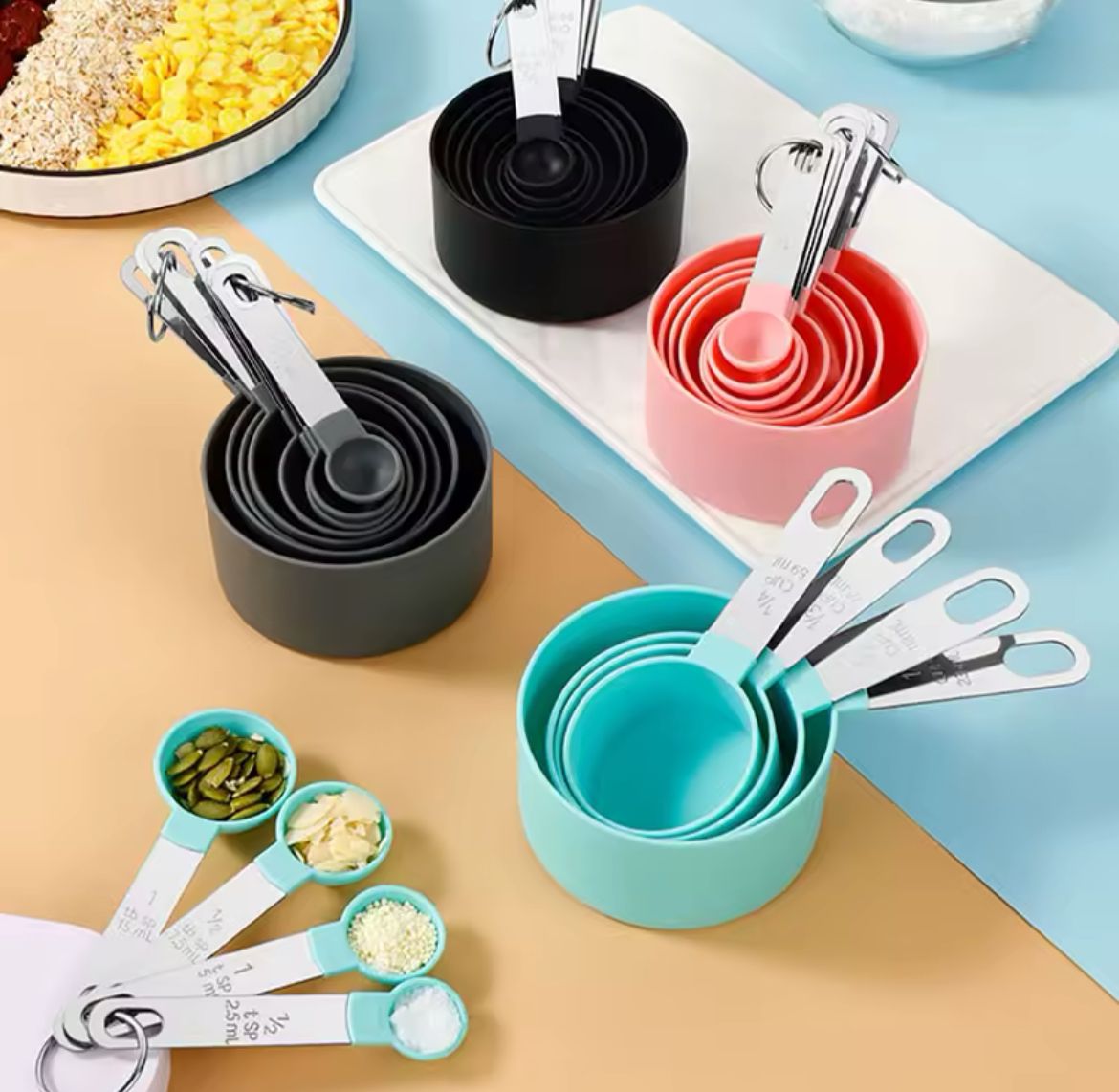 8-Piece Measuring Cups & Spoons Set with Stainless Steel Handles