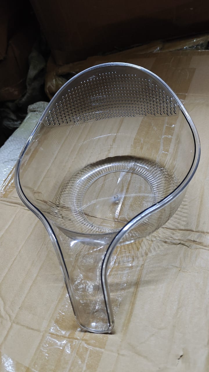 Acrylic Rice Washing Bowl & Colander – Clear & Grey