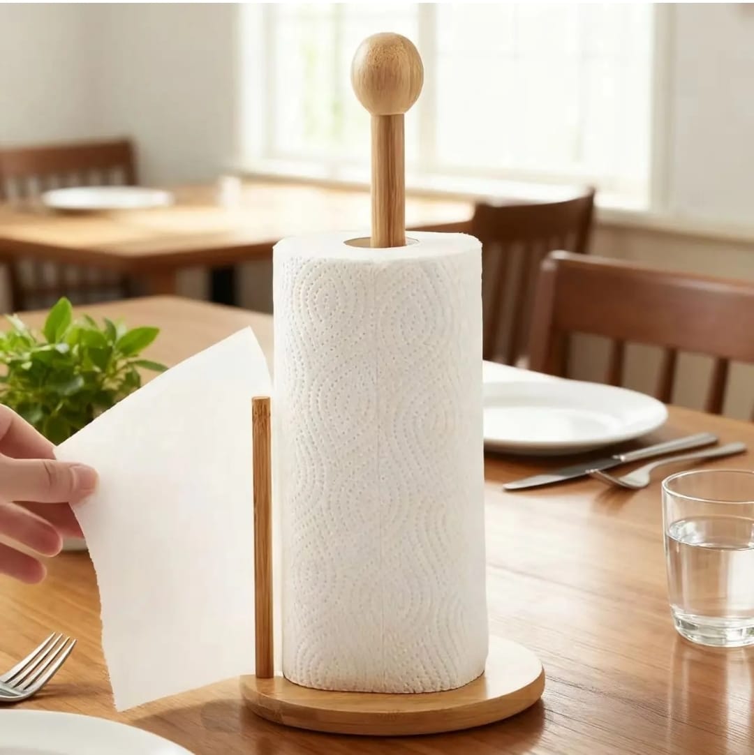 Bamboo Wood Freestanding Paper Towel Holder