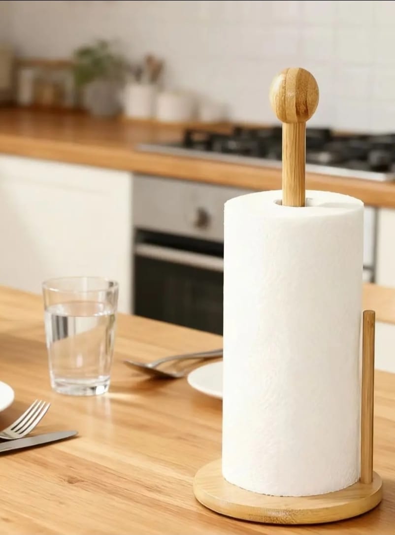 Bamboo Wood Freestanding Paper Towel Holder
