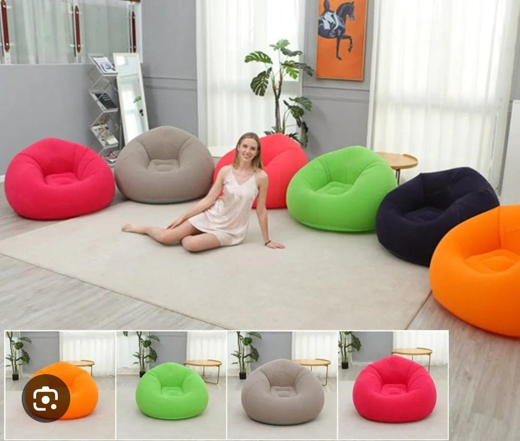 Inflatable Lazy Bean Sofa Chair with Manual Pump – 110x85cm | 5 Colours