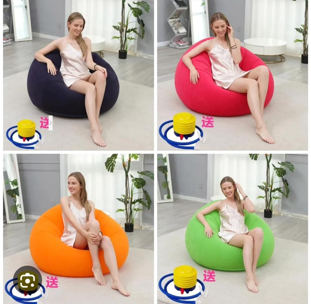 Inflatable Lazy Bean Sofa Chair with Manual Pump – 110x85cm | 5 Colours