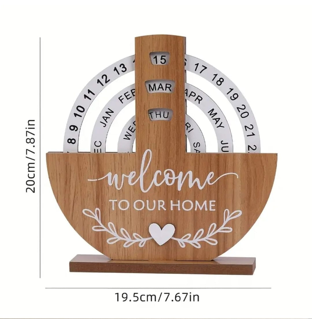 Perpetual Wooden Block Calendar – Welcome Home