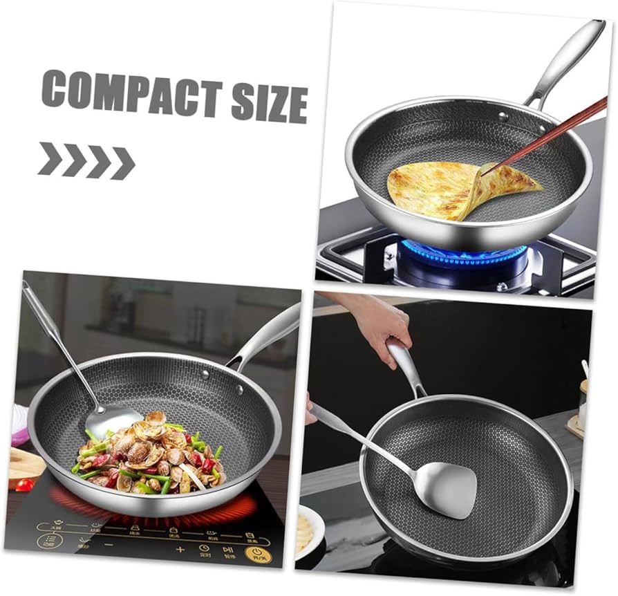 Laser Etched Hexagonal 3-Ply Stainless Steel Frying Pan – 24cm & 28cm