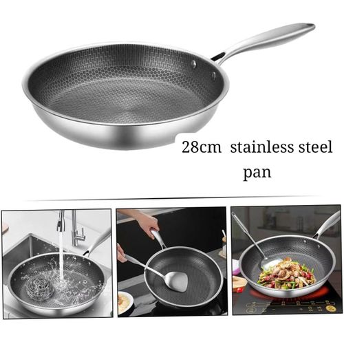 Laser Etched Hexagonal 3-Ply Stainless Steel Frying Pan – 24cm & 28cm