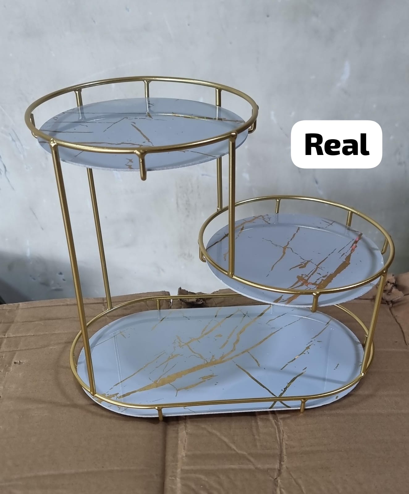 3-Level Gold Frame Marble Tray Organiser Rack – Vanity & Bathroom Storage Stand